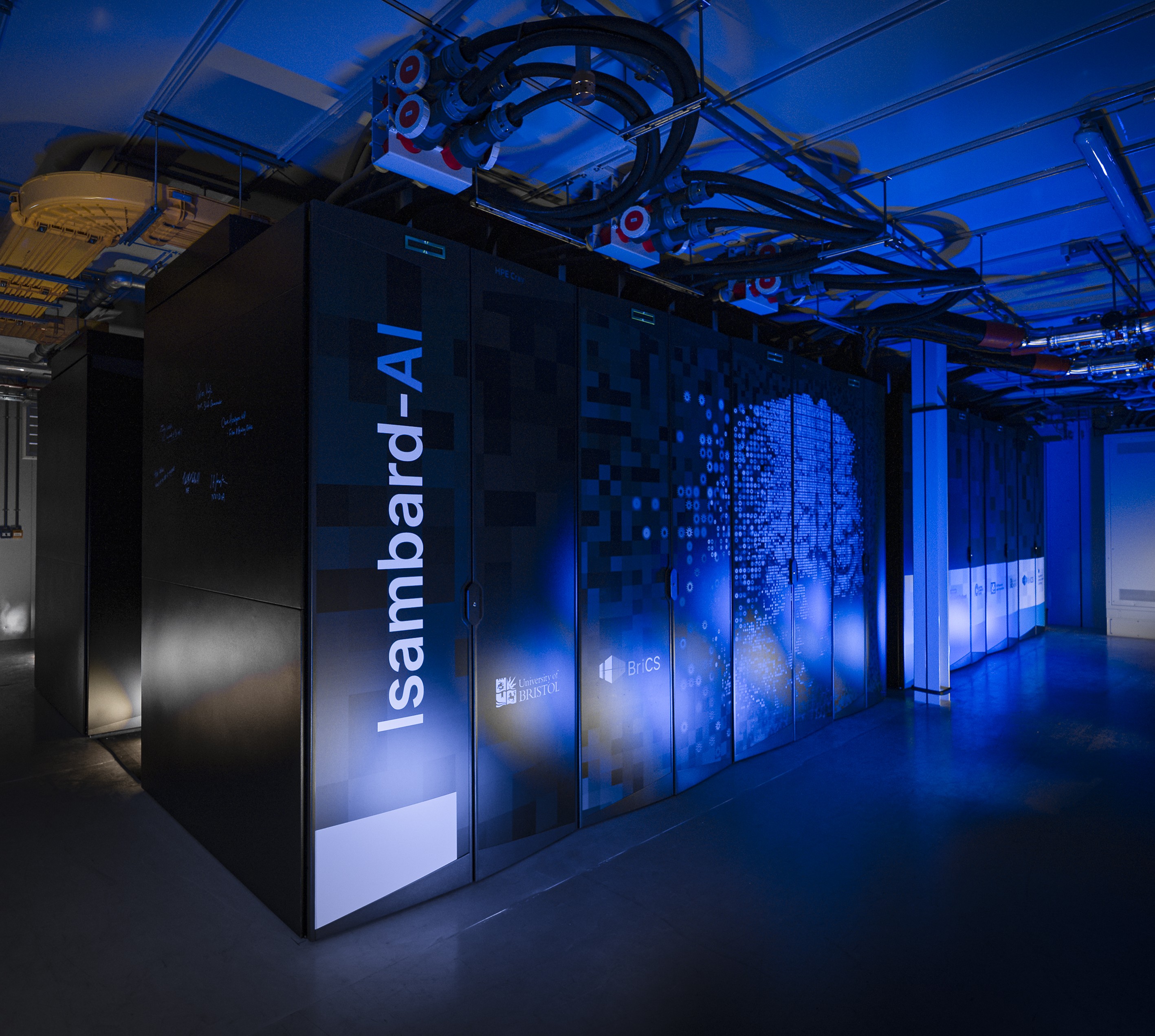 A photo of the Isambard-AI supercomputer